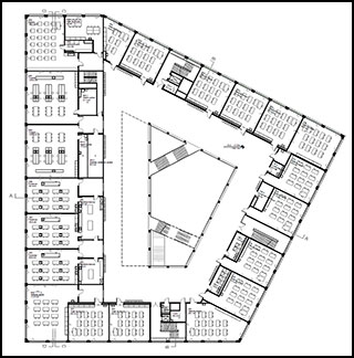 Collège : plan du 2ème étage (salles de classe)