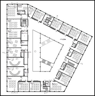 Collège : plan du 3ème étage (salles de classe)