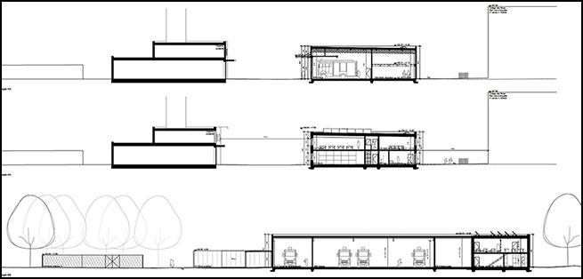 Extension de la caserne : coupes