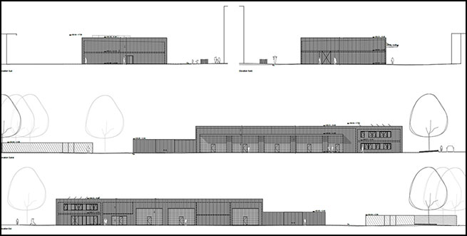 Extension de la caserne : façades